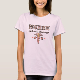 T-shirt Infirmière de travail et de livraison Pink Caduceu