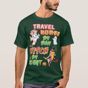 T-shirt Infirmière de voyage par jour sorcière équipage de