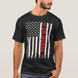 T-shirt Infirmière des urgences Drapeau américain Étudiant