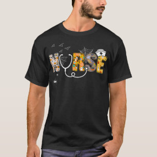 T-shirt Infirmière d'Halloween avec Citrouille Boo Spider