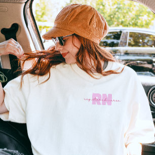 T-shirt Infirmière Diplômée Écriture Rose Élégante Minimal