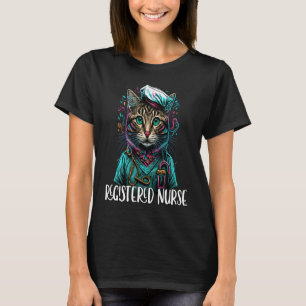 T-shirt Infirmière diplômée IR Cat Mignonne Colorée IR Inf