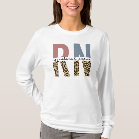 T-shirt Infirmière diplômée RN Impression guépard Remise d (Devant)
