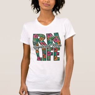T-shirt Infirmière diplômée RN Life Floral Vector Design_1