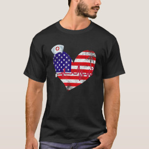 T-shirt Infirmière Drapeau Américain Cœur Rn Lpn Cna Patri