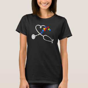 T-shirt Infirmière drôle Autisme Puzzle Stethoscope Coeur 