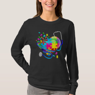 T-shirt Infirmière drôle Autisme Puzzle Stethoscope Coeur