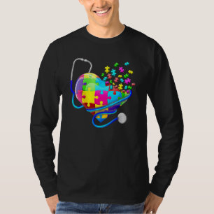 T-shirt Infirmière drôle Autisme Puzzle Stethoscope Coeur