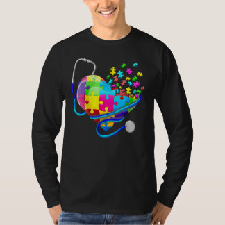 T-shirt Infirmière drôle Autisme Puzzle Stethoscope Coeur