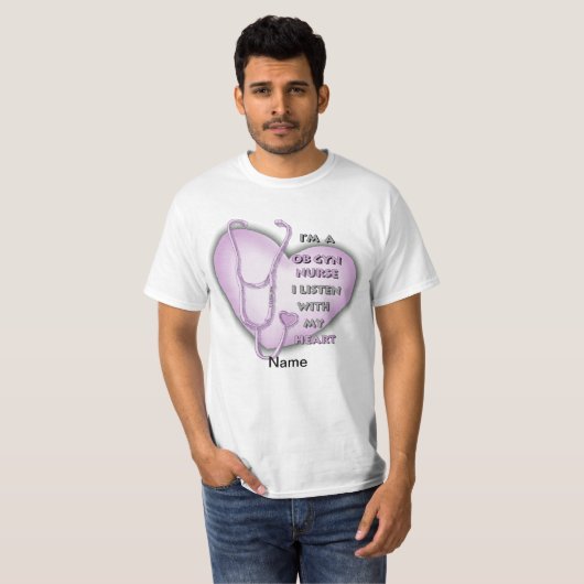 T-shirt Infirmière du coeur pourpre ObGyn (Devant entier)