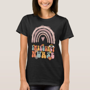 T-shirt Infirmière d'urgence Groovy Rétro Vintage Arc-en-c