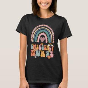 T-shirt Infirmière d'urgence Groovy Rétro Vintage Arc-en-c