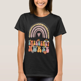 T-shirt Infirmière d'urgence Super rétro Vintage Rainbow C