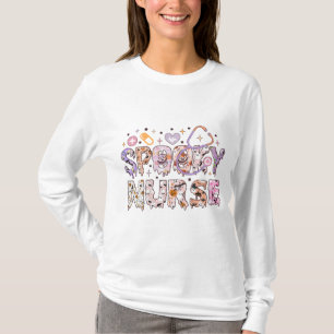 T-shirt Infirmière effrayante Halloween Long Manche