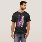 T-shirt Infirmière en obstétrique OB Tie Dye Drapeau Améri (Devant entier)