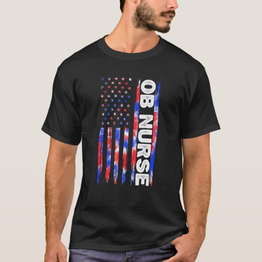 T-shirt Infirmière en obstétrique OB Tie Dye Drapeau Améri (Devant)