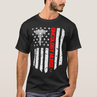 T-shirt Infirmière en oncologie Drapeau américain Infirmiè