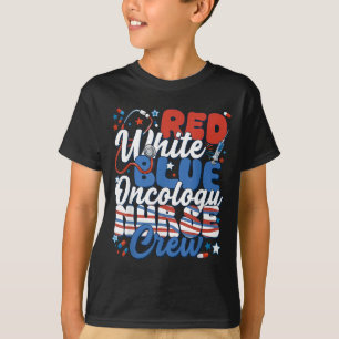 T-shirt Infirmière en oncologie Rouge Blanc Bleu Équipage