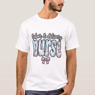 T-shirt Infirmière en salle d'accouchement Vintage Floral