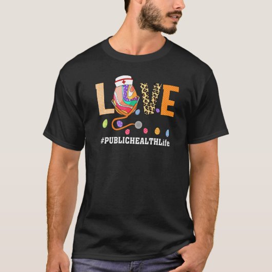 T-shirt Infirmière en santé publique Plaid Oeuf Bunny Love (Devant)