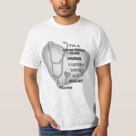 T-shirt Infirmière en soins de longue durée Grey Heart (Devant)