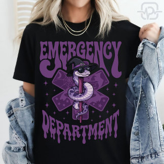T-shirt Infirmière ER Halloween Sorcière Serpent Étoile de