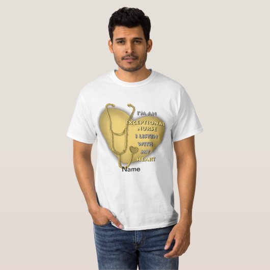 T-shirt Infirmière exceptionnelle à coeur jaune (Devant entier)