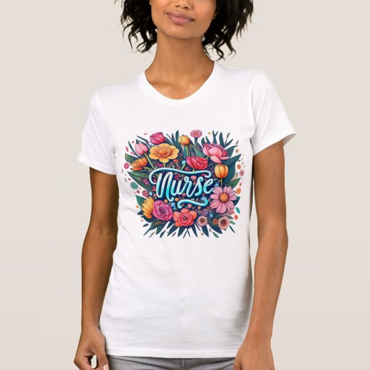 T-shirt Infirmière Fleurs Infirmière (Devant)