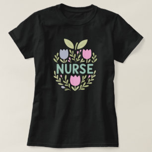 T-shirt Infirmière Floral Tulip Design