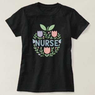 T-shirt Infirmière Floral Tulip Design