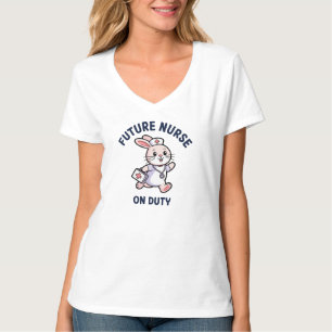 T-shirt Infirmière future en service graphique de lapin mi