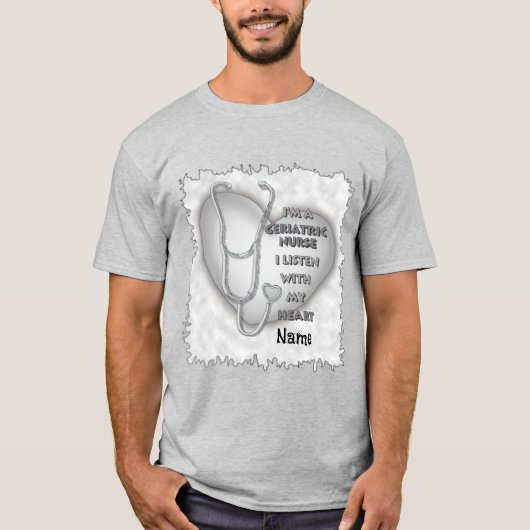 T-shirt Infirmière gériatrique à coeur gris (Devant)