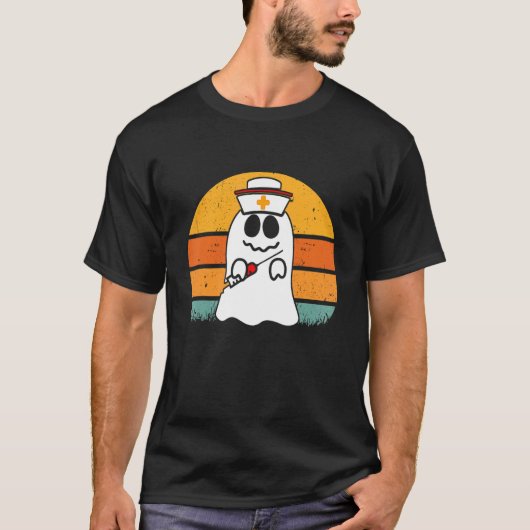 T-shirt Infirmière Ghost Scrub Top Costume Halloween Pour  (Devant)