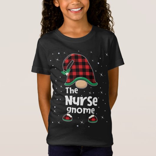 T-Shirt Infirmière Gnome Buffalo Plaid Correspondant Cadea (Devant)