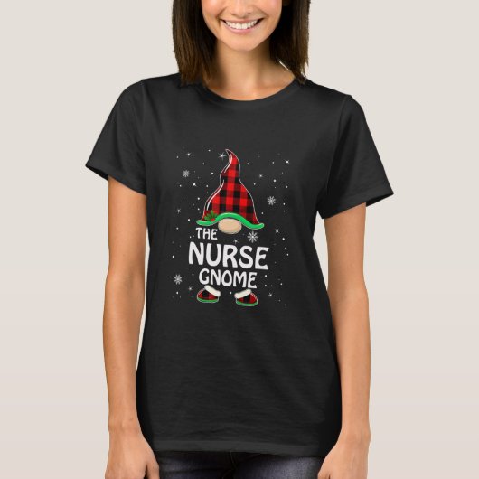 T-shirt Infirmière Gnome Buffalo Plaid Matching Family Chr (Devant)