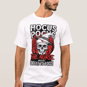 T-shirt Infirmière Halloween Crâne Café Focus Vintage T-Sh
