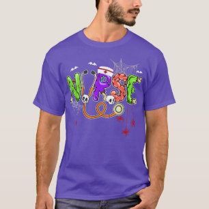 T-shirt Infirmière Halloween Stéthoscope Battement de coeu