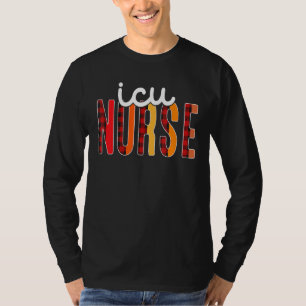 T-shirt Infirmière Icu Plaid Red Love Heart Stethoscope Rn