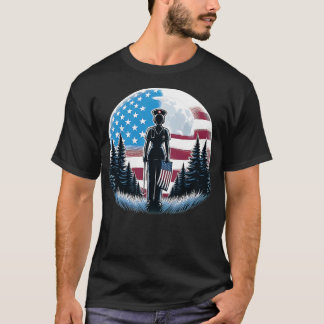 T-shirt Infirmière inscrite American Flag Pleine lune Infi
