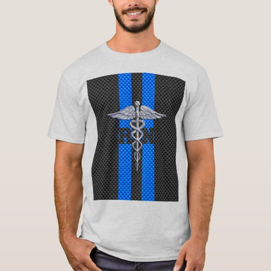 T-shirt Infirmière inscrite RN Caduceus Carbon Fiber Style (Devant)