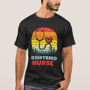 T-shirt Infirmière inscrite Stethoscope Coeur Rétro Rn Nur