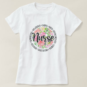 T-shirt Infirmière inspirante florale