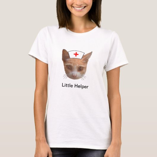 T-shirt Infirmière kitty chat petite aide (Devant)