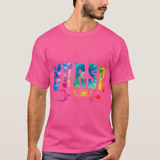 T-shirt Infirmière La Vie Tie Dye Coeur Stethoscope Semain
