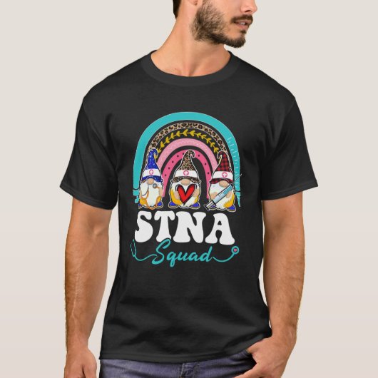 T-shirt Infirmière Leopard Arc-en-ciel Gnome STNA (Devant)
