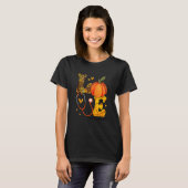T-shirt Infirmière Leopard Citrouille Thanksgiving Love On (Devant entier)