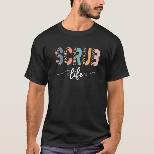 T-shirt Infirmière Leopard Scrub Vie Infirmière Tee - shir (Devant)