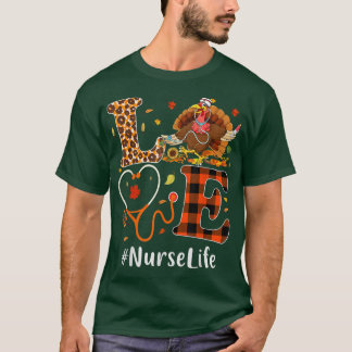 T-shirt Infirmière Love Thanksgiving Leopard Stethoscope D
