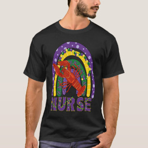 T-shirt Infirmière Mardi Gras Écrevisse Masque Arc-en-ciel
