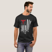 T-shirt Infirmière mince Red Line Caduceus American Flag (Devant entier)